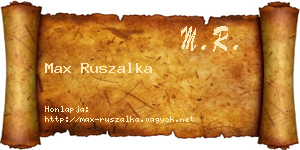 Max Ruszalka névjegykártya